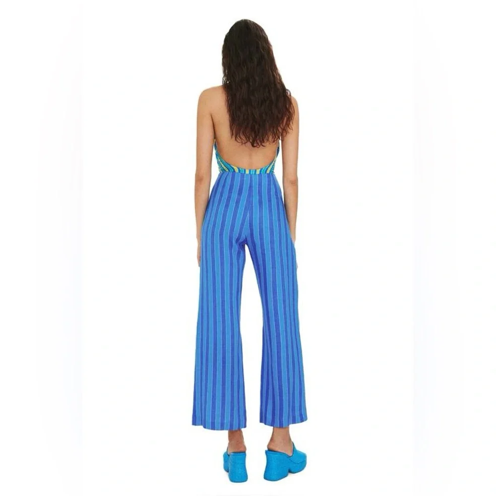 MANGO x Simon Miller Limited Edition | Blue Striped 100% Linen Pants | NWT, Sz 2